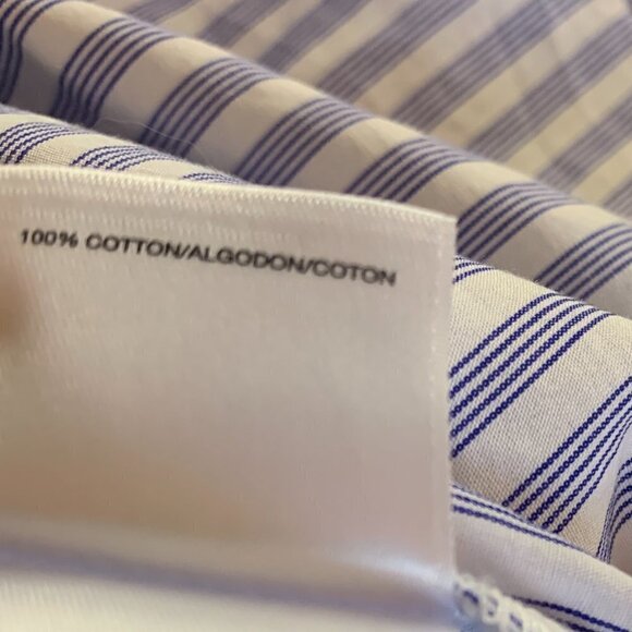 Anne Klein Striped Button Up Shirt Logo Buttons S Blue # White #131L - Picture 8 of 9